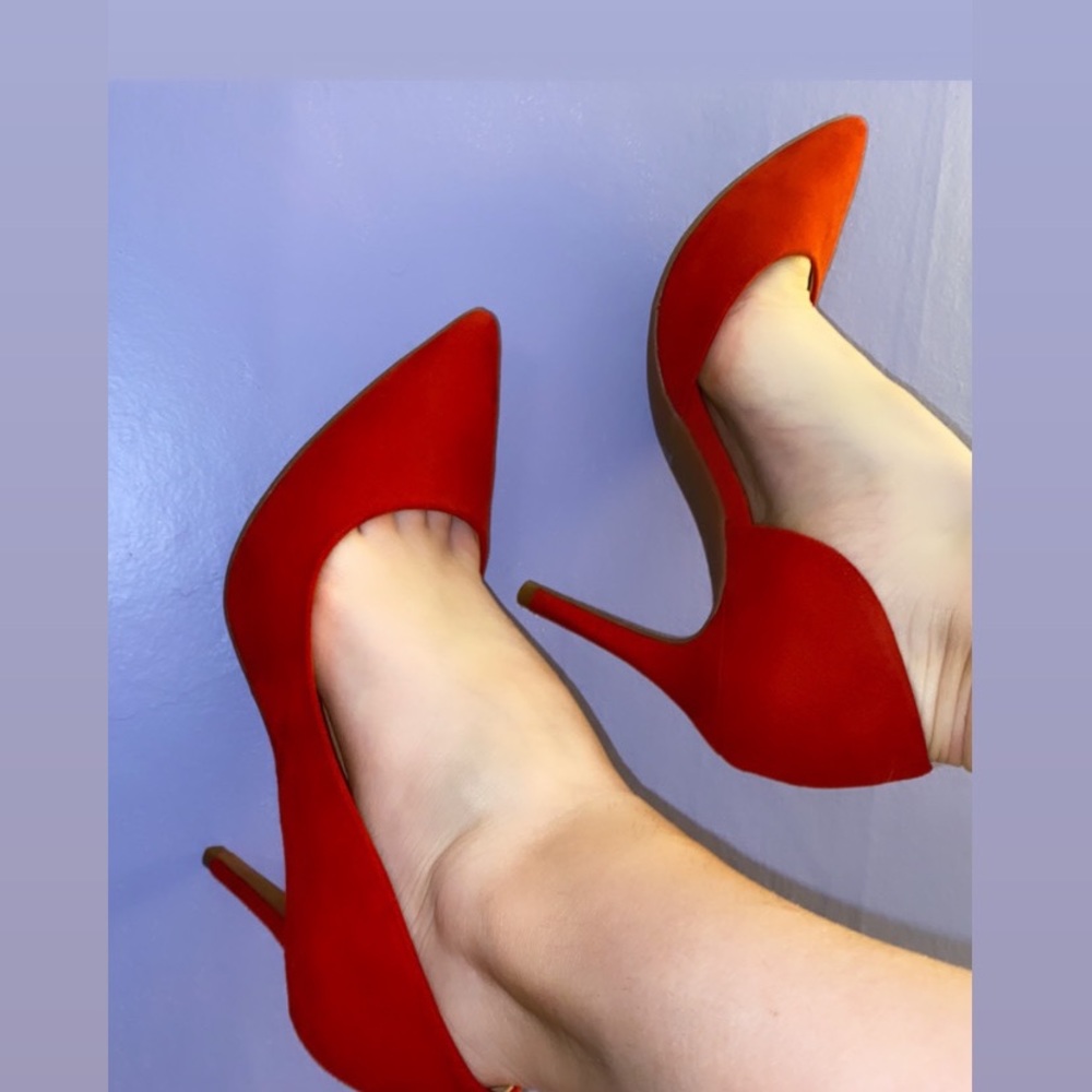 Jessica Simpson red velvet high heels. Very comfortable,classy and sexy.